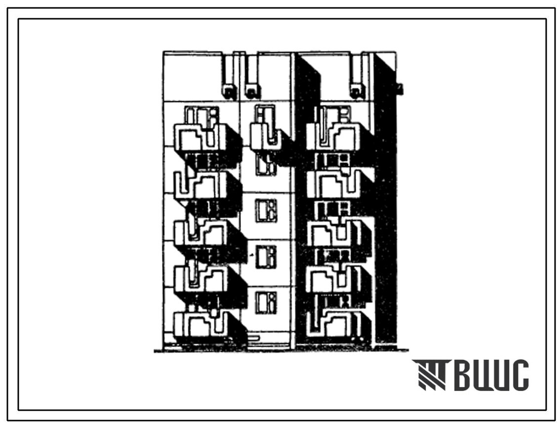 Типовой проект 97-0250.23.86 5-этажный 15-квартирный угловой блок-комплект правый 5Уп-1Б-1Б-3Б (для г. Караганды)