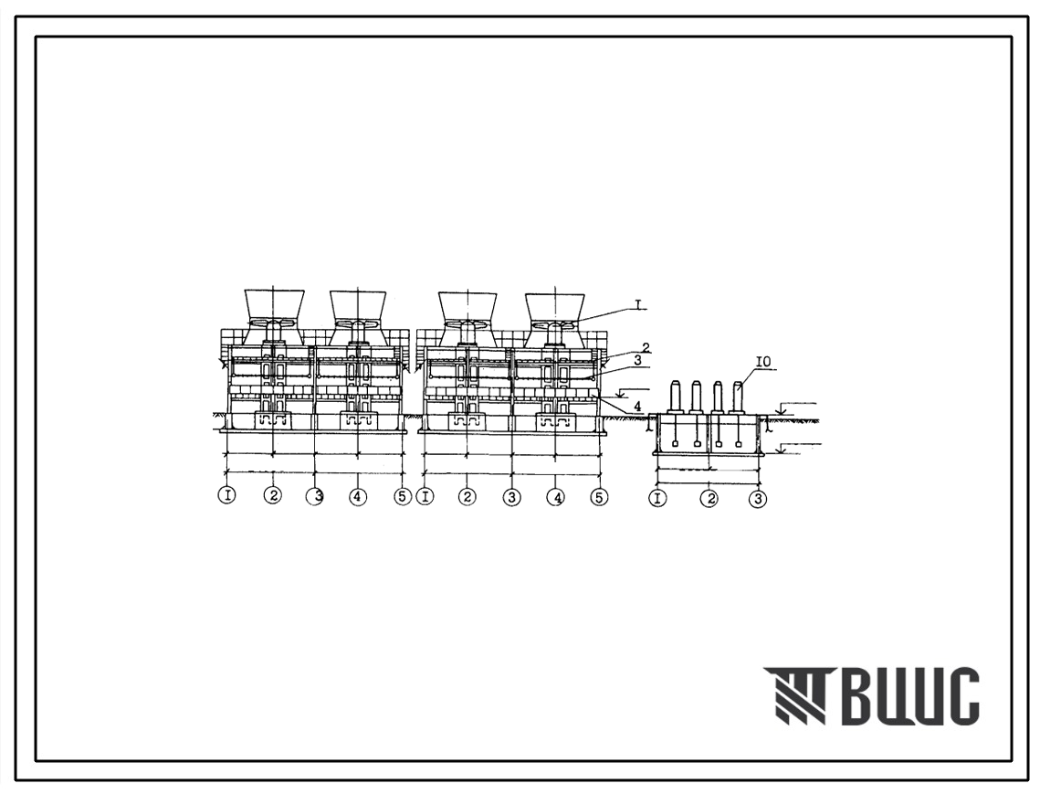 Типовой проект 901-6-70.85 Блок вентиляторная градирня-насосная станция открытого типа производительностью 4000 куб.м /час с одной группой насосов