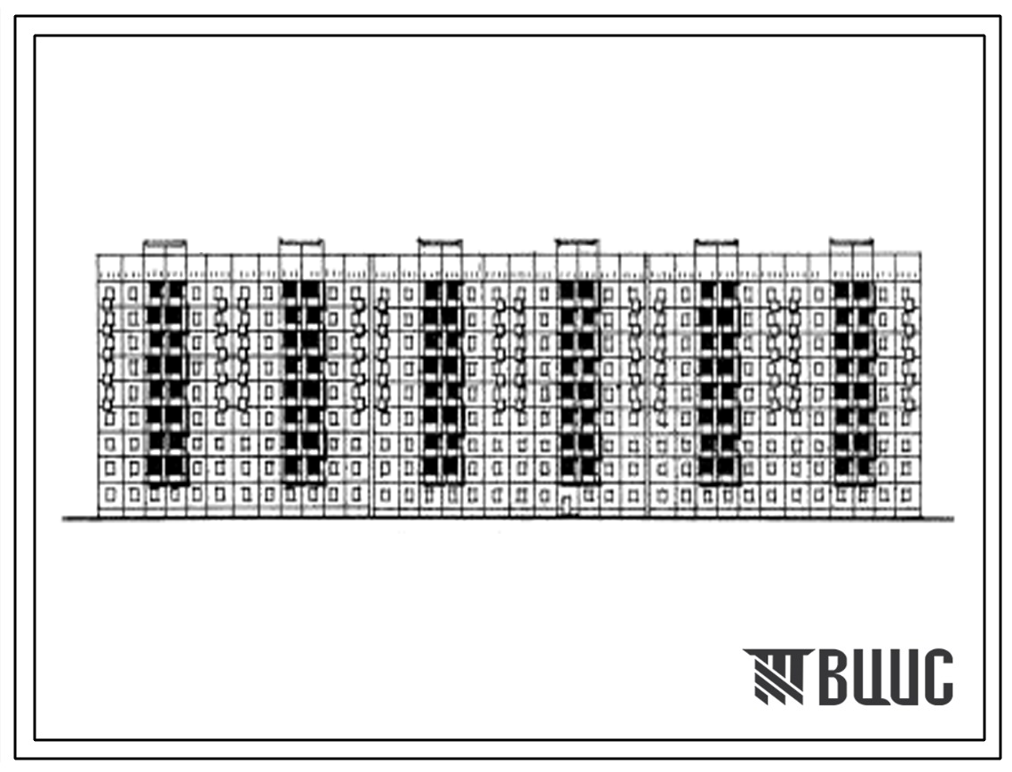 Типовой проект 111-148-28сп Девятиэтажный шестисекционный жилой дом на 126 квартир с шагом поперечных стен 3,0 и 3,6 м. Для строительства в 3 климатическом районе Киргизской ССР сейсмичностью 9 баллов
