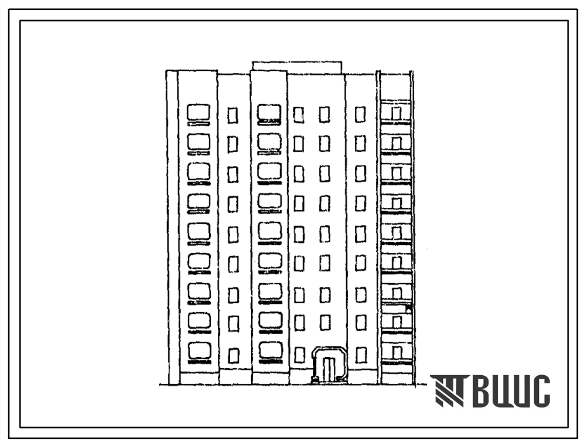 Типовой проект 153-016с.86 Девятиэтажная блок-секция торцевая левая на 36 квартир. Для строительства в городах и поселках городского типа. Со стенами из монолитного железобетона