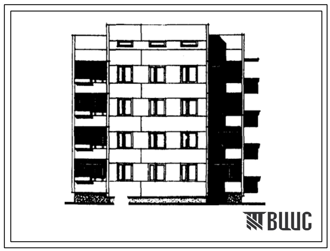Типовой проект 26-038/1 Четырехэтажная 12-квартирная блок-секция торцевая 1Б-2Б-3Б правая.