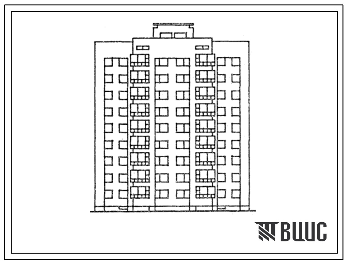 Типовой проект 1-318-0112.13.87 Блок-секция 9-этажная 35-квартирная рядовая с торцевыми окончаниями молодежных кооперативных домов 2-2-3-3. Для строительства в Литовской ССР.