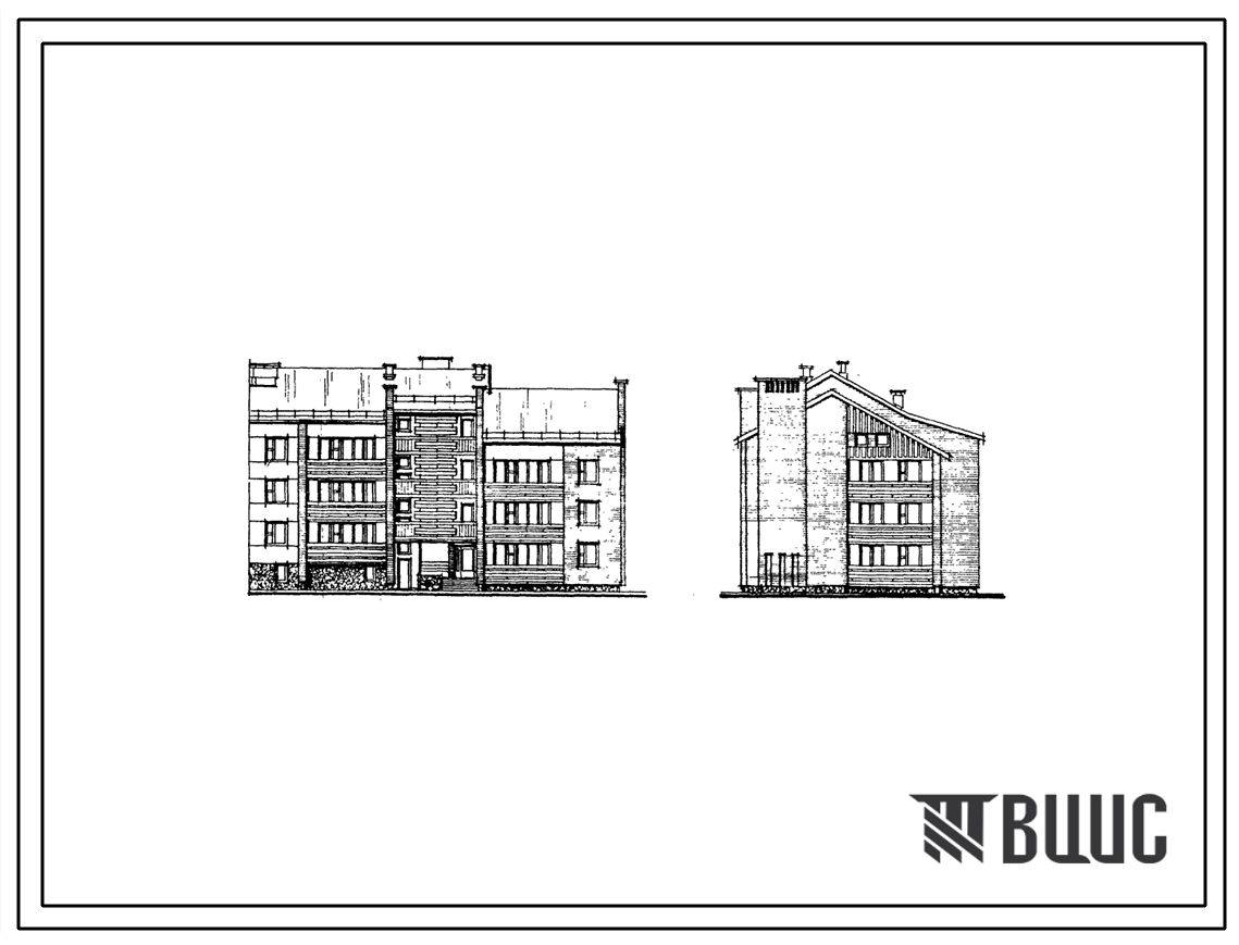Типовой проект 89-024/1 Блок-секция 10-II 3-этажная 9-квартирная торцовая с квартирами 2Б-3Б-4Б (правая).