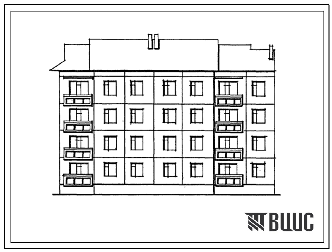 Типовой проект 192-013.88 Четырехэтажная блок-секция торцевая левая на 16 квартир. Для строительства в городах и поселках городского типа