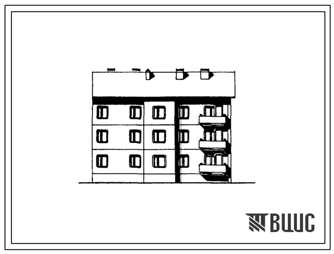 Типовой проект 135-0154с.8б Трехэтажная торцевая правая блок-секция на 9 квартир. Для районов сейсмичностью 7, 8 и 9 баллов.