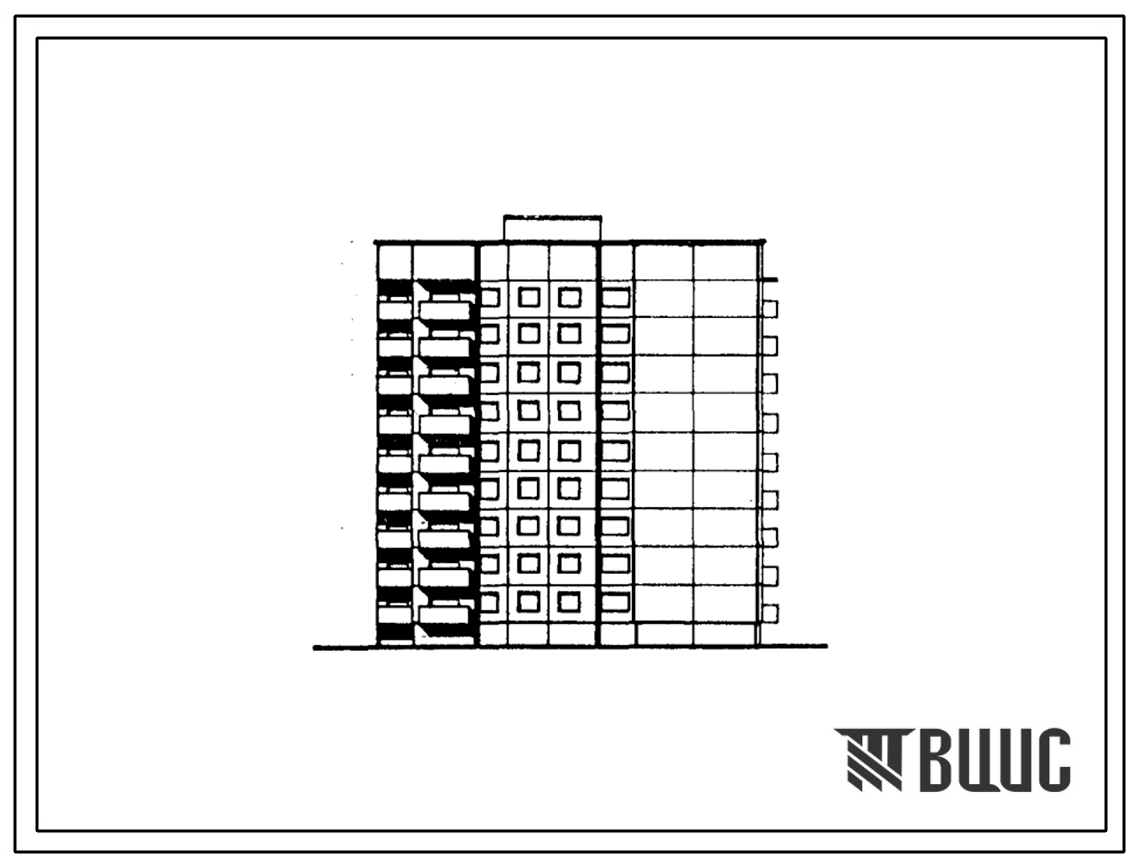 Типовой проект 90-0263.2.13.89 Блок-секция 9-этажная 36-квартирная Т-образная правая 3-3-4-4 (для строительства в г. Омске и Омской области) Конструктивный вариант свайных фундаментов N=350 kH