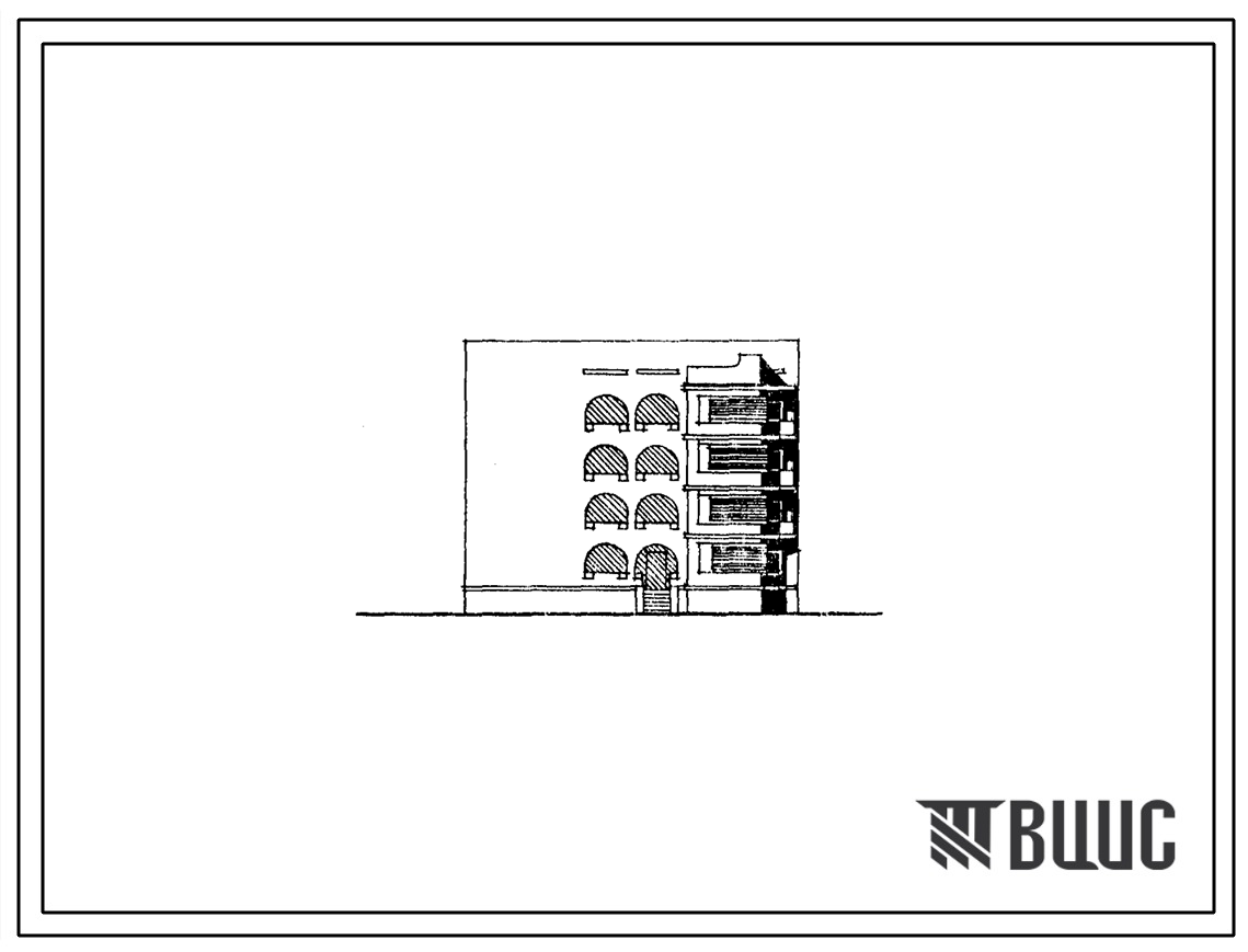 Типовой проект 155-019с.86 Четырехэтажная блок-секция угловая универсальная на 8 квартир