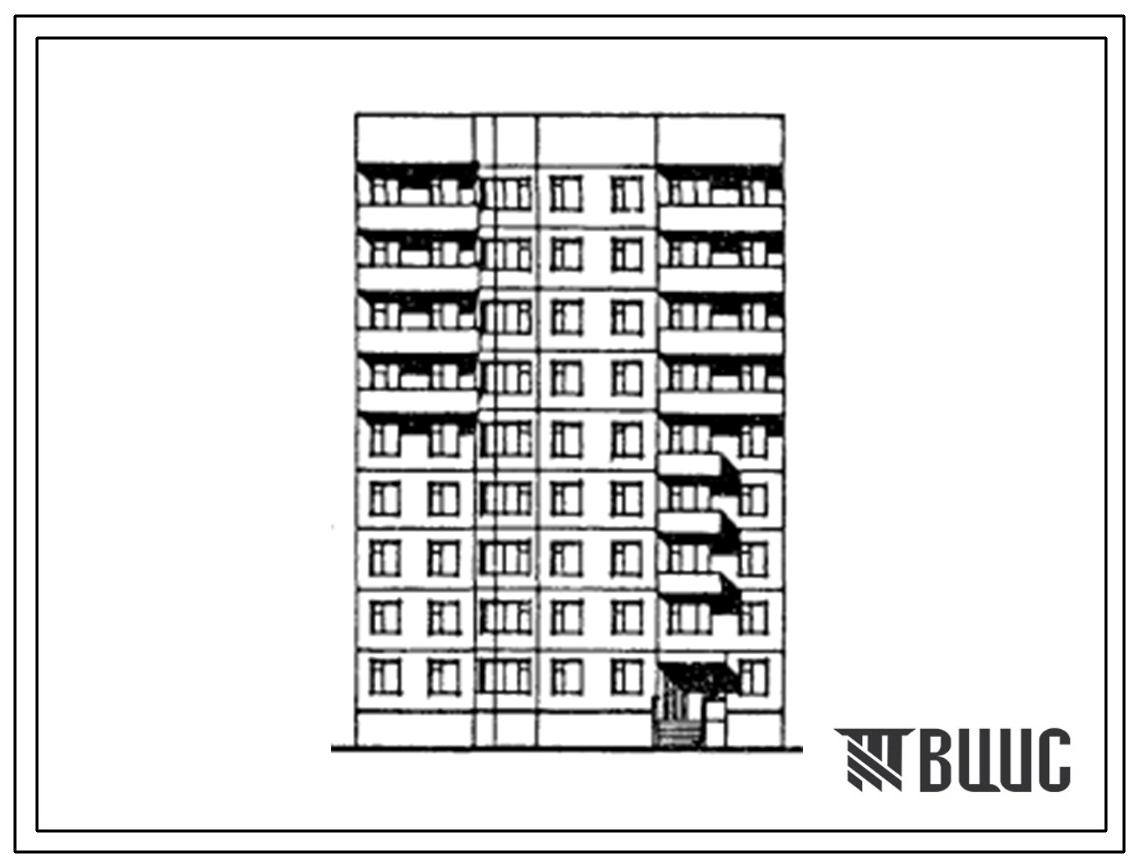Типовой проект 185-06.13.86 Блок-секция 9-этажная 35-квартирная рядовая 1-2-2-3. Для строительства в г.Северодвинске.