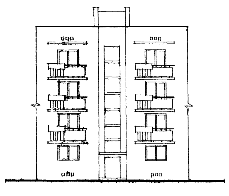 Типовой проект 109-018с Четырехэтажная одинарная блок-секция Р-1А.1А с лестничной клеткой на 8 квартир.