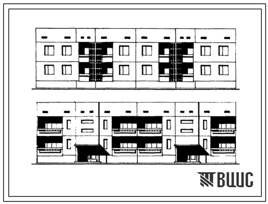 Типовой проект 111-135-88/1 2-этажный 2-секционный 8-квартирный жилой дом