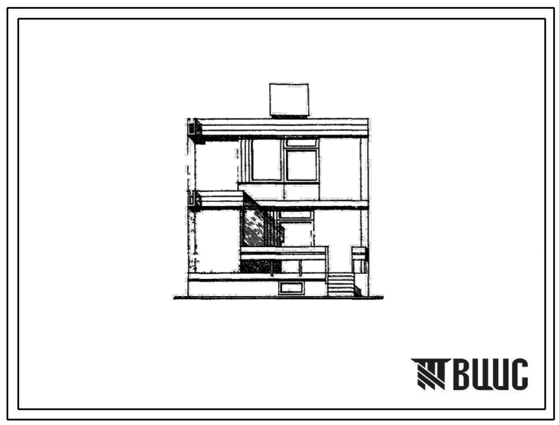 Типовой проект 126-054/1 Блок-квартира двухэтажная четырехкомнатная рядовая с торцевыми окончаниями.