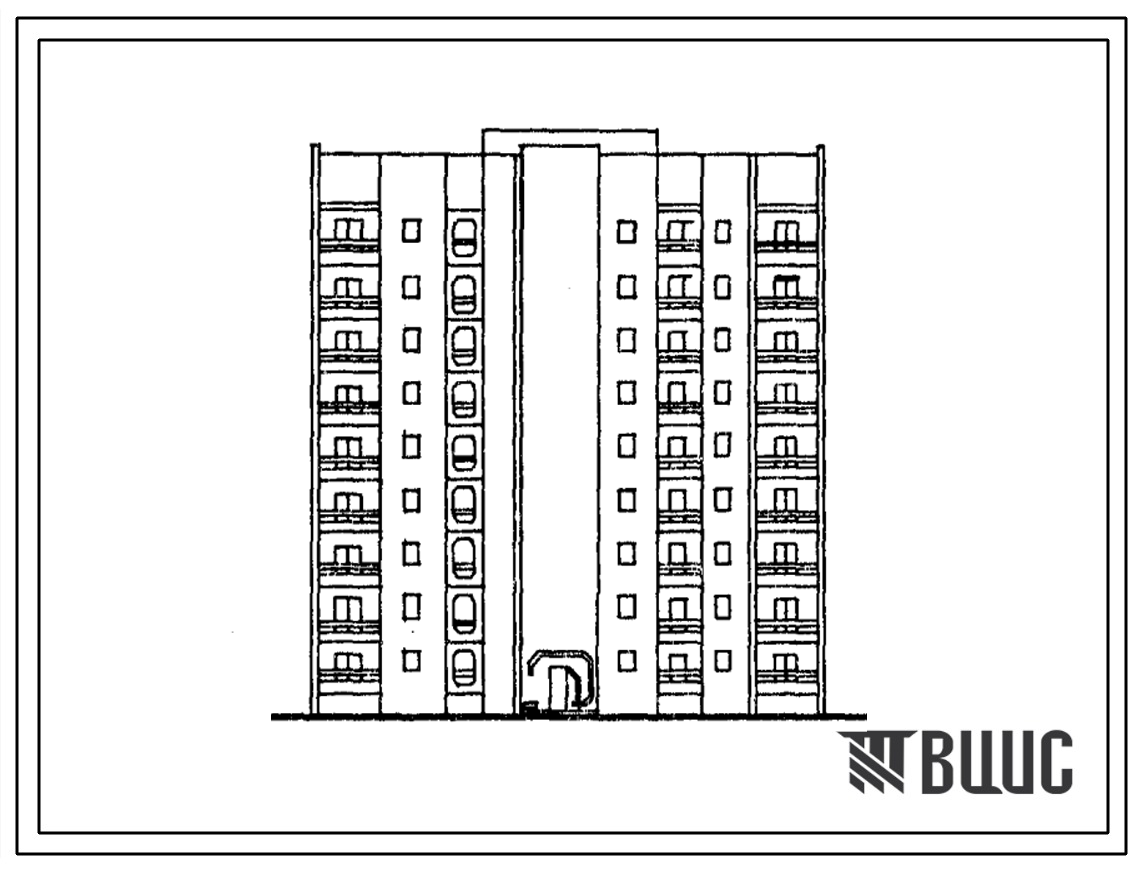 Типовой проект 153-019с.86 Девятиэтажная блок-секция на 35 квартир с четырьмя квартирами на площадку лестнично-лифтового узла