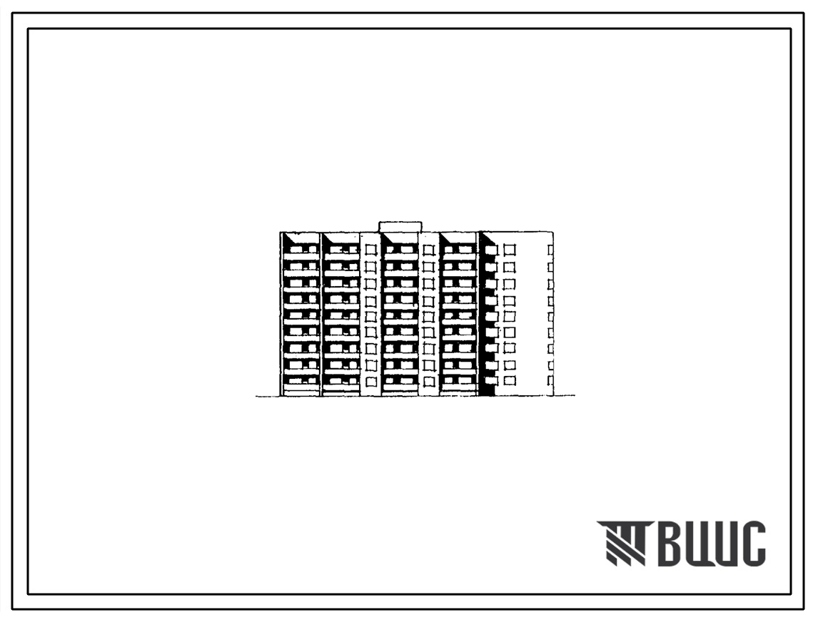 Типовой проект 124-010/1 Девятиэтажная блок-секция на 72 квартиры торцевая правая (однокомнатных 1Б — 9, двухкомнатных 2Б — 36, трехкомнатных 3Б — 27). Для строительства во IIБ, IIВ, IIIА, IIIБ и IIIВ климатических подрайонах.