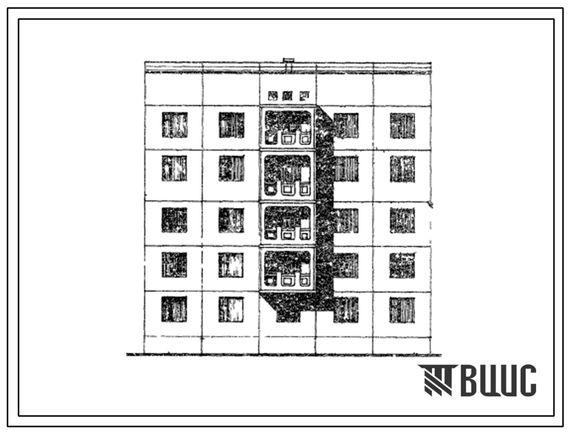 Типовой проект 183-05с.13.86 Блок-секция 5-этажная 15-квартирная рядовая 2Б-2Б-2Б (для Талды-Курганской области, г. Талды-Курган Казахской ССР)