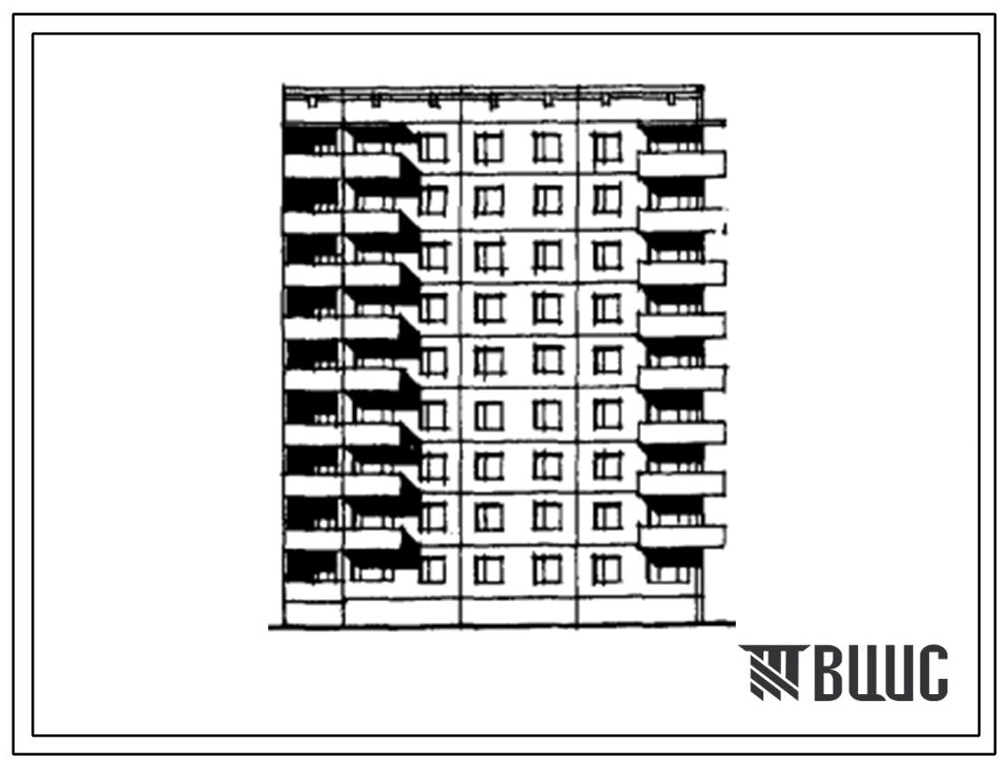 Типовой проект 75-011/1 Блок-секция 9-этажная 36-квартирная угловая правая 2Б-2Б-3Б-3А