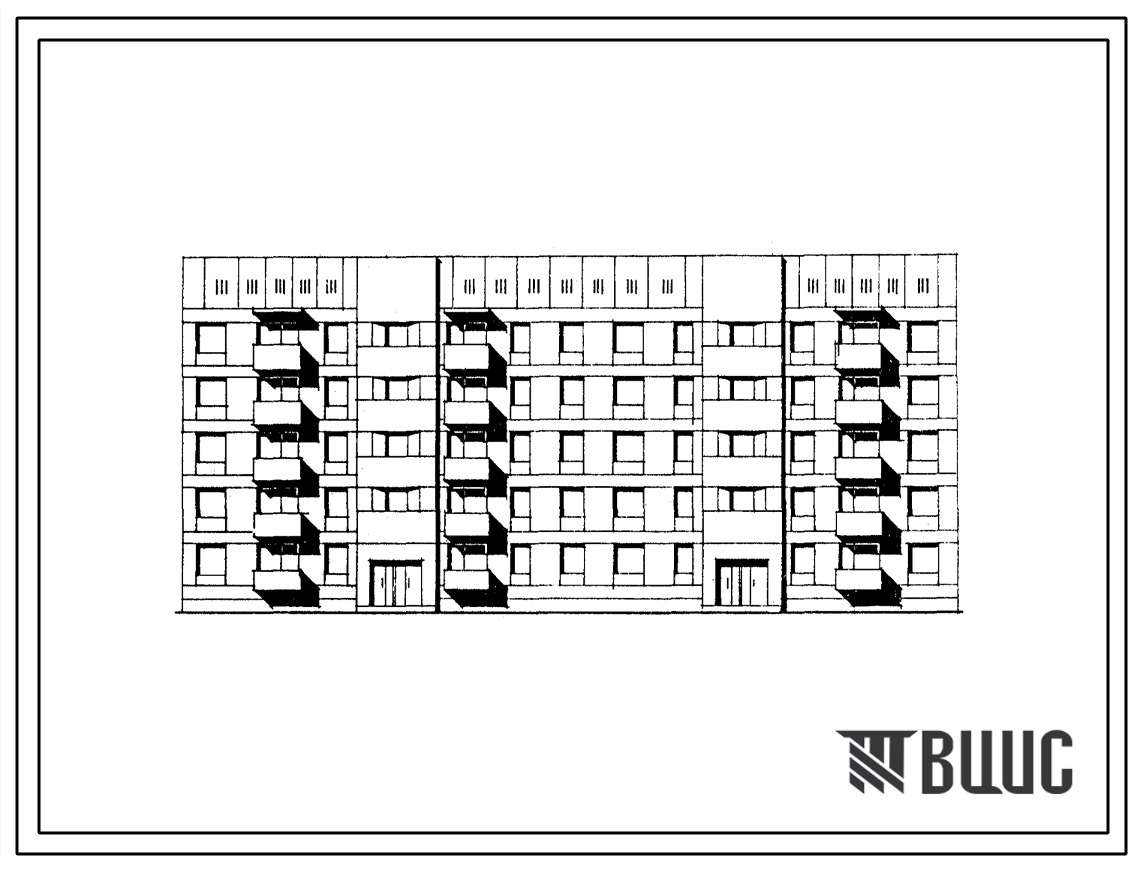 Фасады Типовой проект 174-09с.85 Блок-секция 5-этажная 2-секционная 28-квартирная рядовая-торцевая 2Б.3Б.4Б-2Б.3Б.4Б