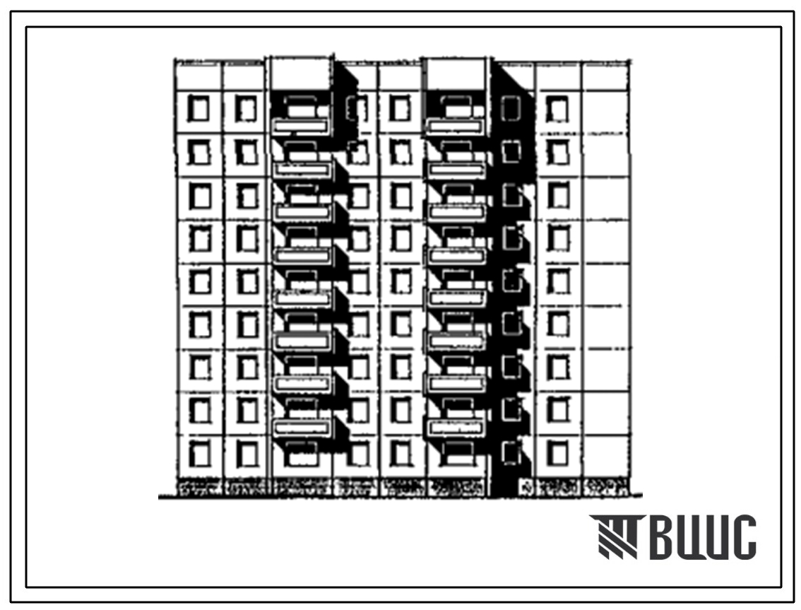 Типовой проект 97-0323.88 Блок-секция 9-этажная 45-квартирная угловая правая 2-2-2-3-3