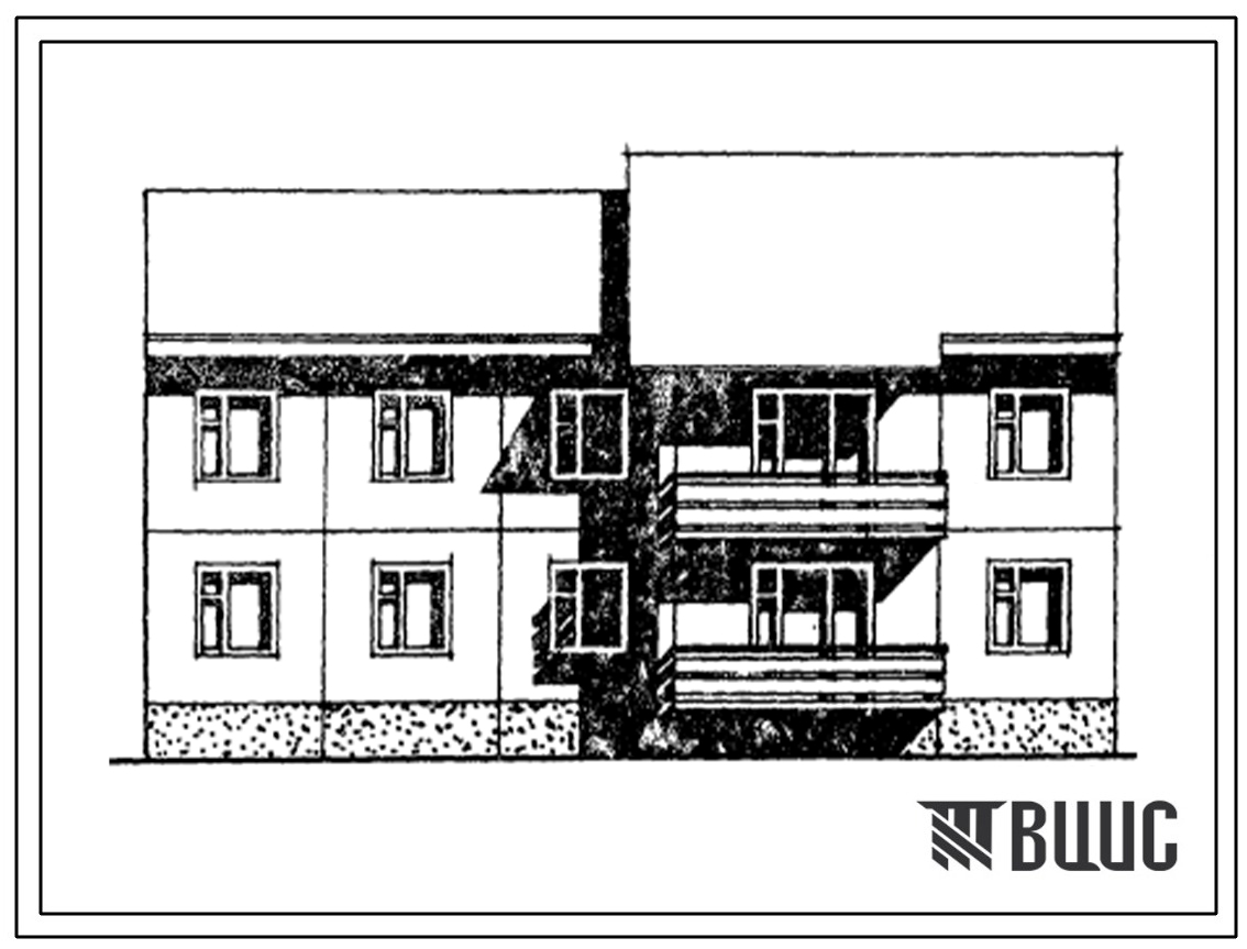 Типовой проект 97-0187.84 Блок-секция 2-этажная 4-квартирная рядовая 3Б-4Б. Для строительства в 1В климатическом подрайоне.