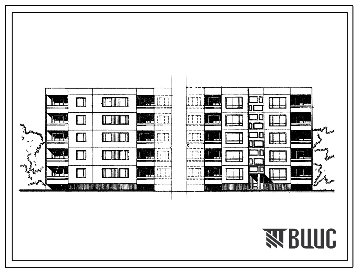 Типовой проект 99-016 Блок-секция пятиэтажного дома торцевая левая на 10 квартир (трехкомнатных 3А-5, пятикомнатных 5А-5). Для строительства во 2 и 3 климатическом районах и 1В климатическом подрайоне.