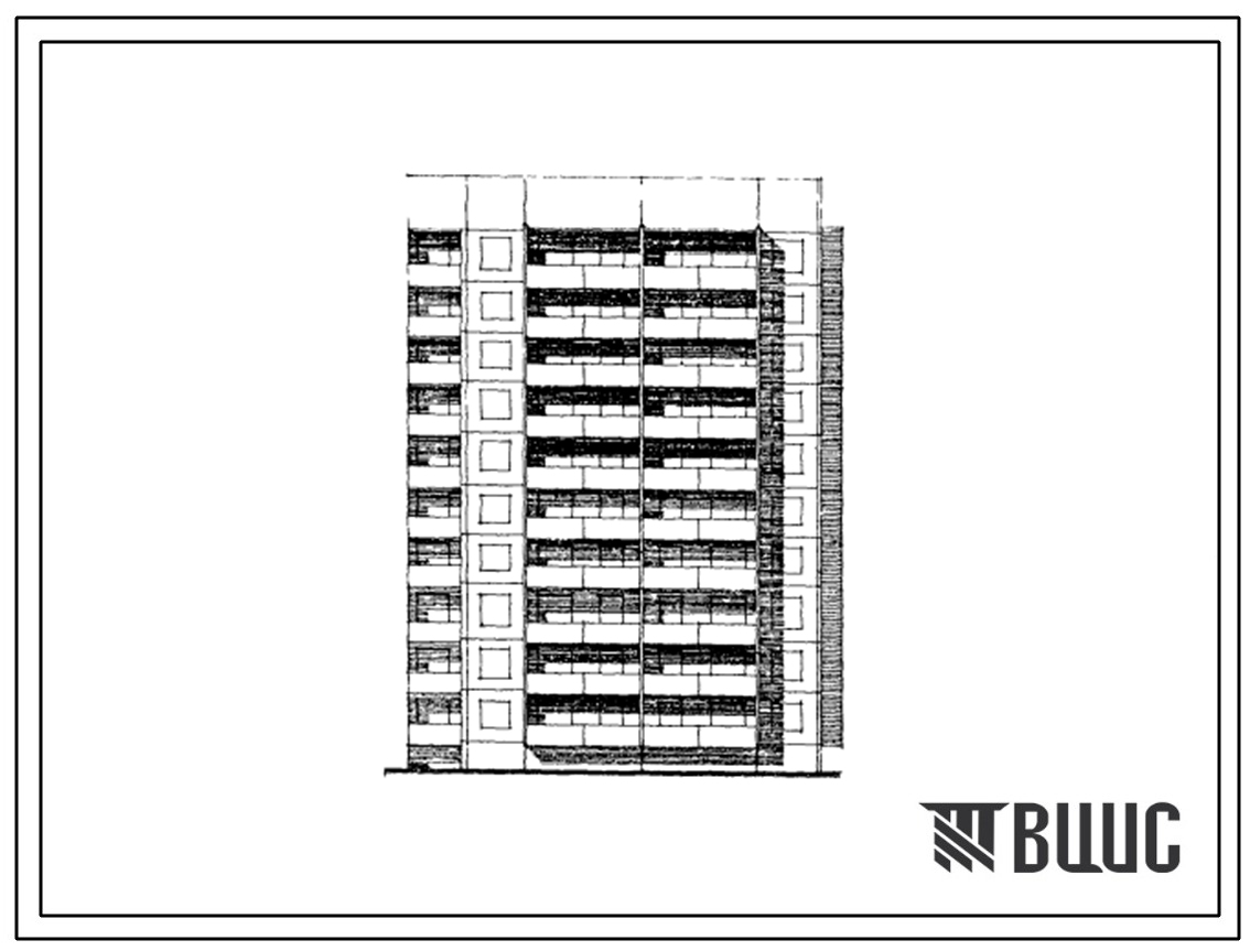 Типовой проект 125-070.13.87 Блок-секция 10-этажная 40-квартирная торцовая левая Т-1.2.2.3 для Марийской АССР