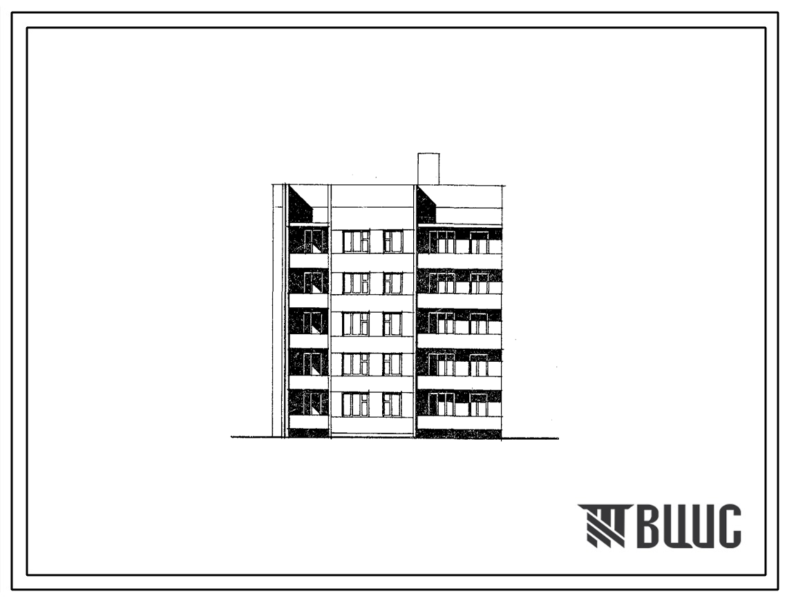 Типовой проект 88-021/1.2 5-этажная торцевая левая блок-секция 1Б-2Б-3Б на 15 квартир. Для строительства во 2В климатическом подрайоне Белорусской ССР.