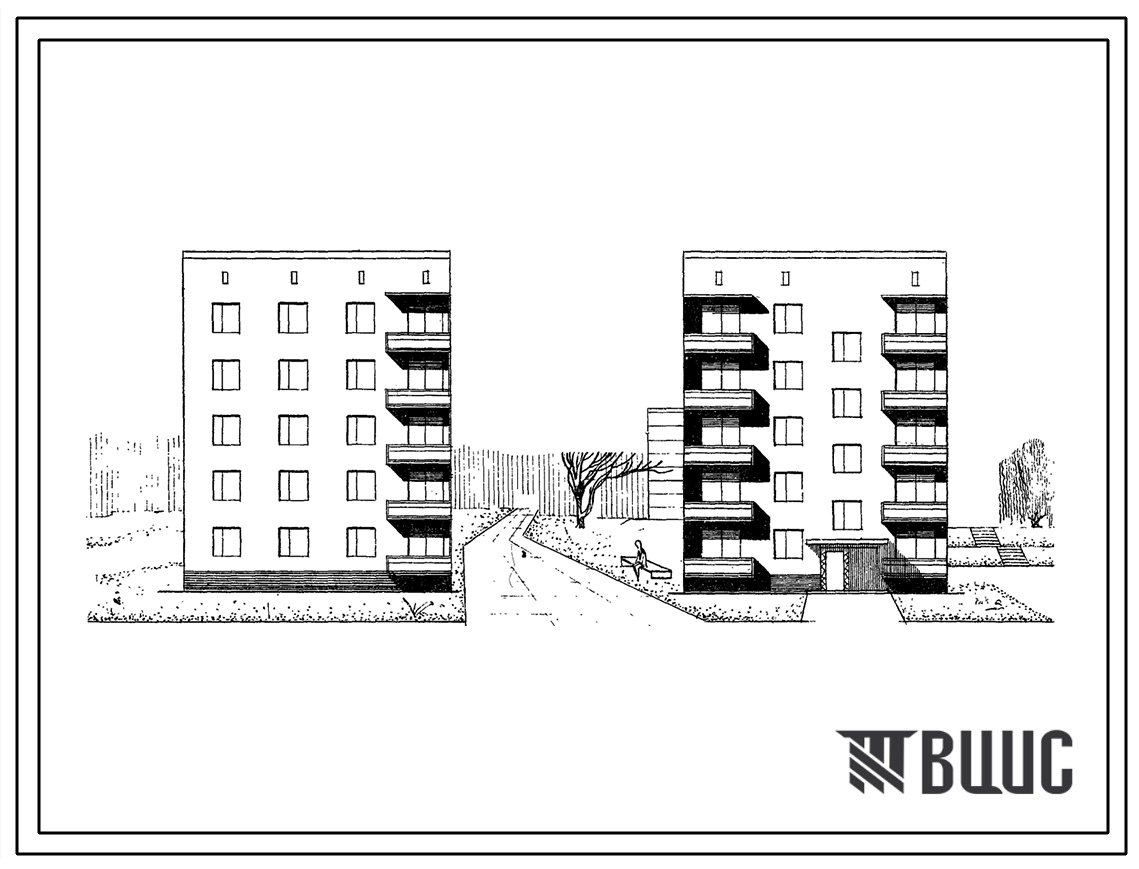 Типовой проект 87-05 Пятиэтажная блок-секция рядовая правая на 10 квартир для строительства в 3 строительно-климатической зоне.
