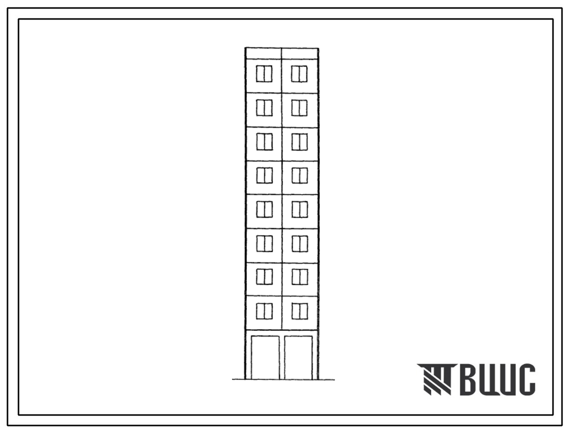 Типовой проект 127-035с/1 Девятиэтажная крупнопанельная рядовая блок-вставка с проездом на 32 комнаты.