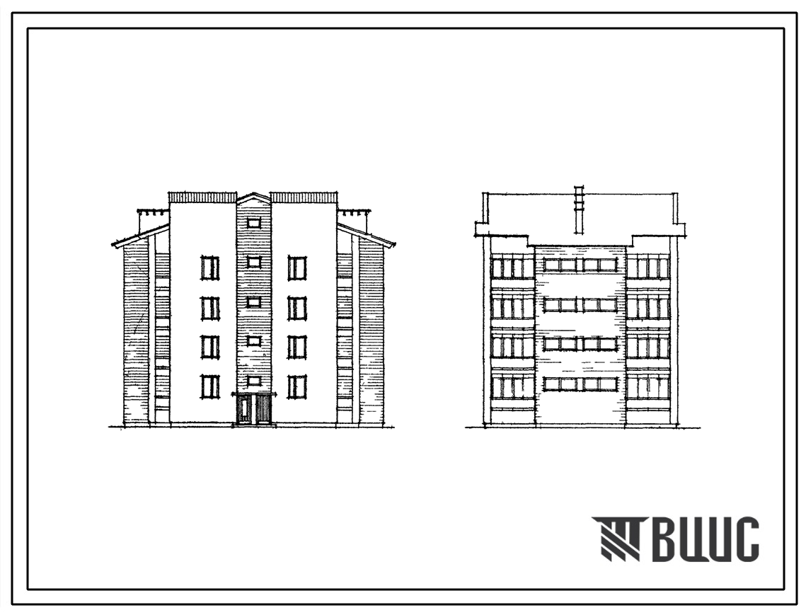 Типовой проект 114-206-1 Четырехэтажный односекционный жилой дом на 16 квартир (однокомнатных 1А-8, однокомнатных 1Б-8), для строительства в 3 климатическом районе