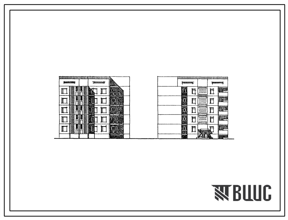 Типовой проект 135-0187с/1.2 Блок-секция угловая 5-этажная 10-квартирная с торцовым окончанием 2Б-4Б (правая)