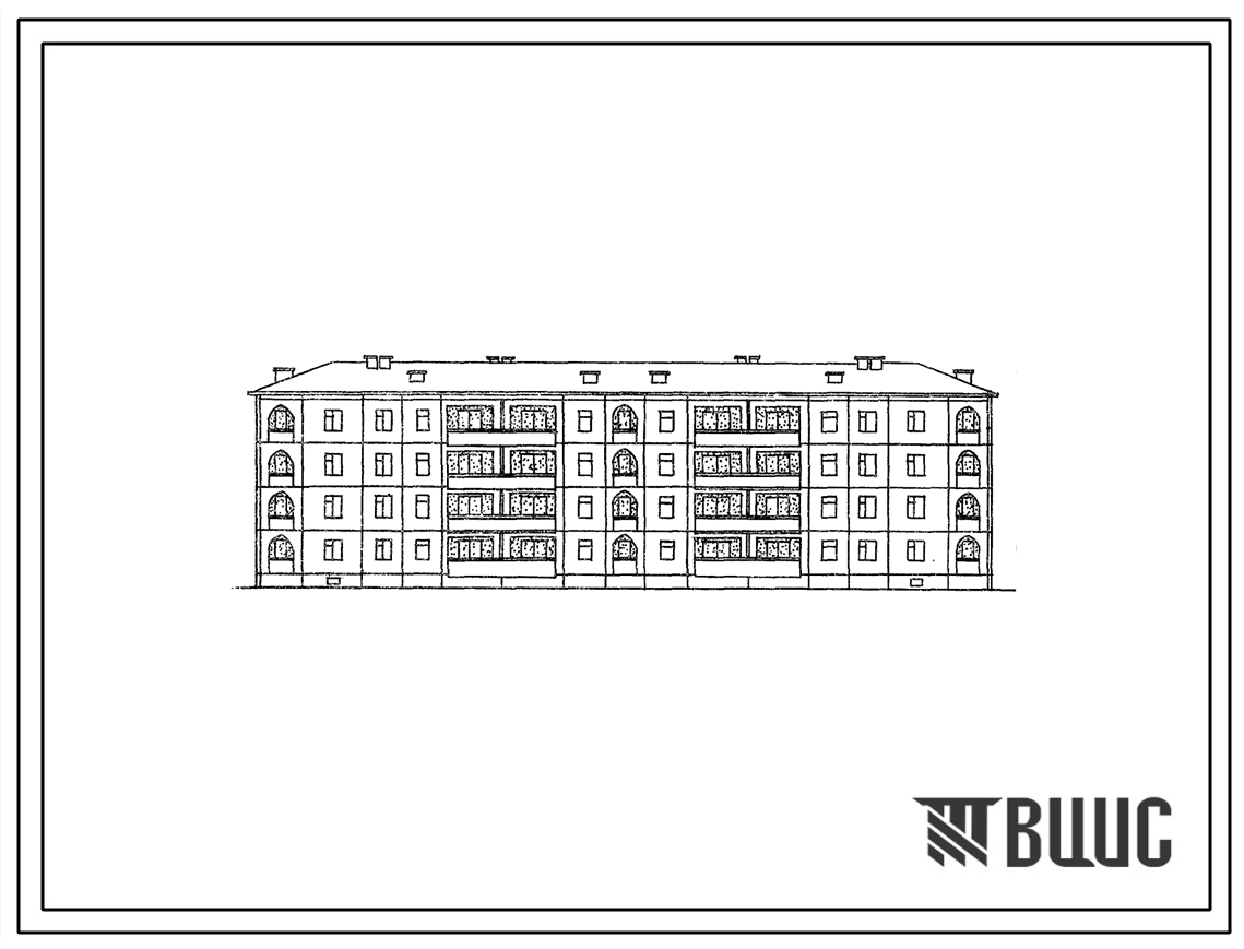 Типовой проект 111-203-7с/1.2 4-этажный 3-секцирнный 32-квартирный жилой дом с 1-2-3-4-комнатными квартирами типа А и Б. Для строительства в 4Б и 4В климатических подрайонах Азербайджанской ССР сейсмичностью 7 и 8 баллов.