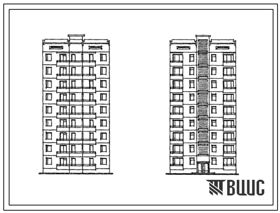 Типовой проект 135-0122с.86 9-этажная 18-квартирная рядовая с торцовыми окончаниями блок-секция 3Б-2Б