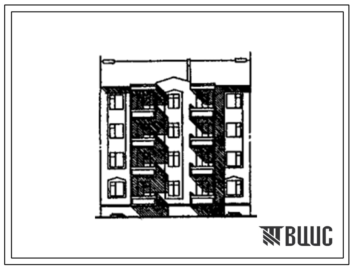Типовой проект 175-029с.13.90 Блок-секция 4-этажная 8-квартирная 4.3 рядовая с торцовыми окончаниями (для Киргизской ССР)