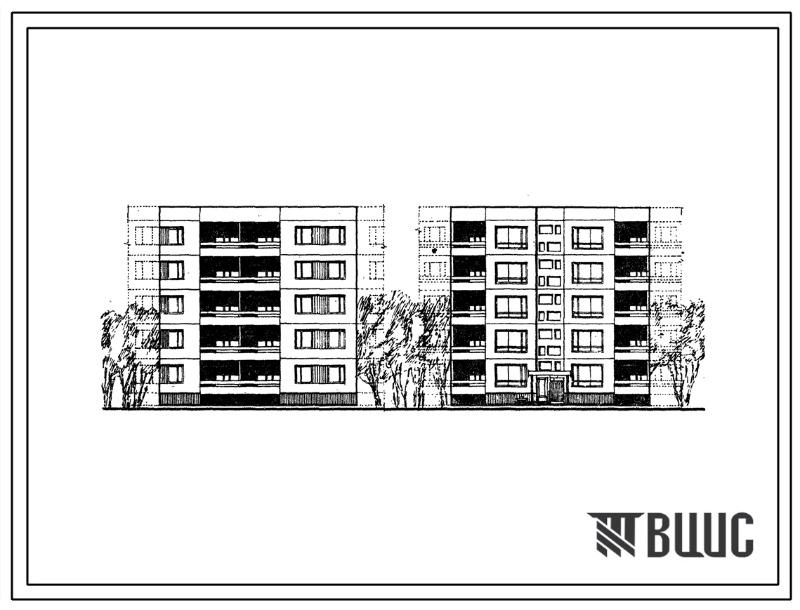 Типовой проект 99-07/1 Пятиэтажная блок-секция правая на 10 квартир (трехкомнатных 3Б-5, четырехкомнатных 4Б-5). Для строительства в 1В климатическом подрайоне, 2 и 3 климатических районах