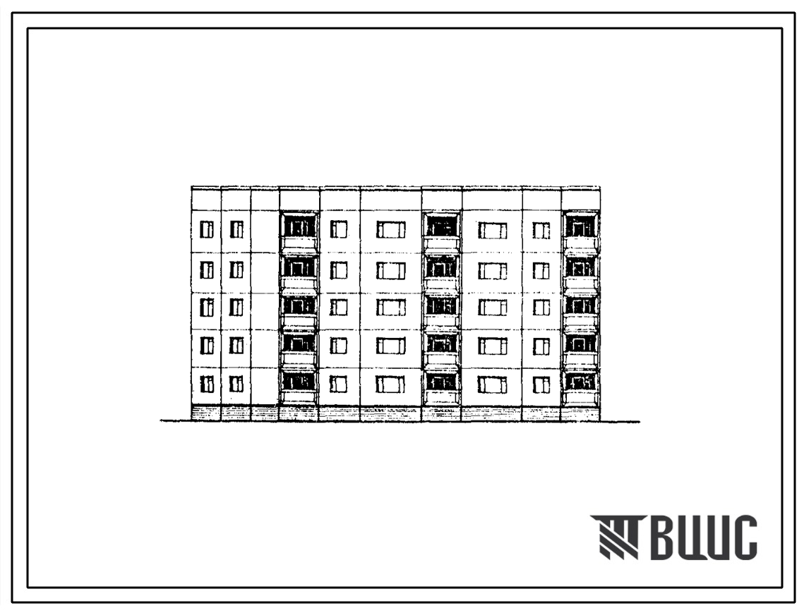 Типовой проект 97-0276с.86 Блок-секция 5-этажная 20-квартирная поворотная с внутренним углом 135 градусов левая 1Б-2Б-3Б-5Б