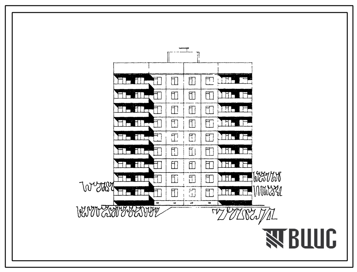 Типовой проект 170-05 Блок-секция рядовая-торцевая девятиэтажная 36-квартирная 3Б-2Б-2Б-3Б из объемных блоков. Для Кременчугского ДСК-3.