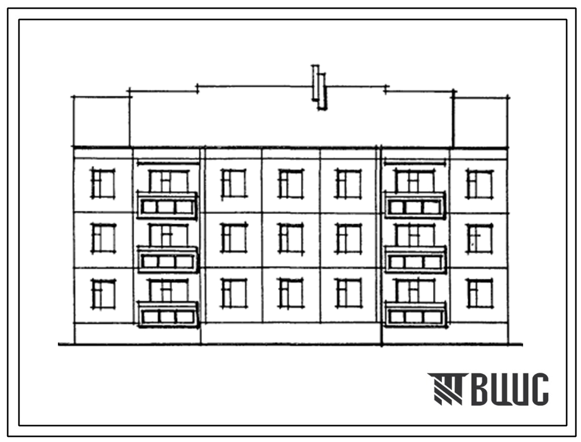 Типовой проект 192-07.88 Трехэтажная блок-секция рядовая  на 12 квартир. Для строительства в городах и поселках городского типа