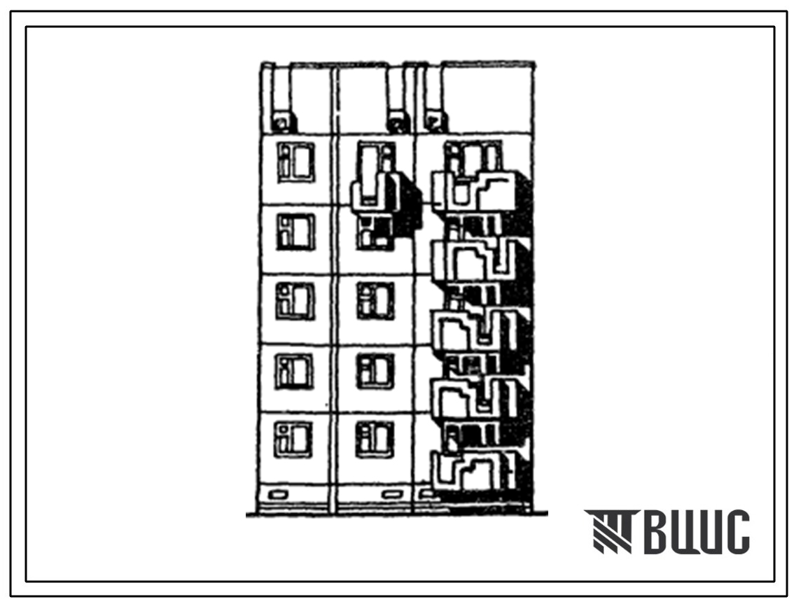 Типовой проект 97-0247.23.86 5-этажный 10-квартирный рядовой блок-комплект левый 5Рл2-1Б-3А (для г. Караганды)