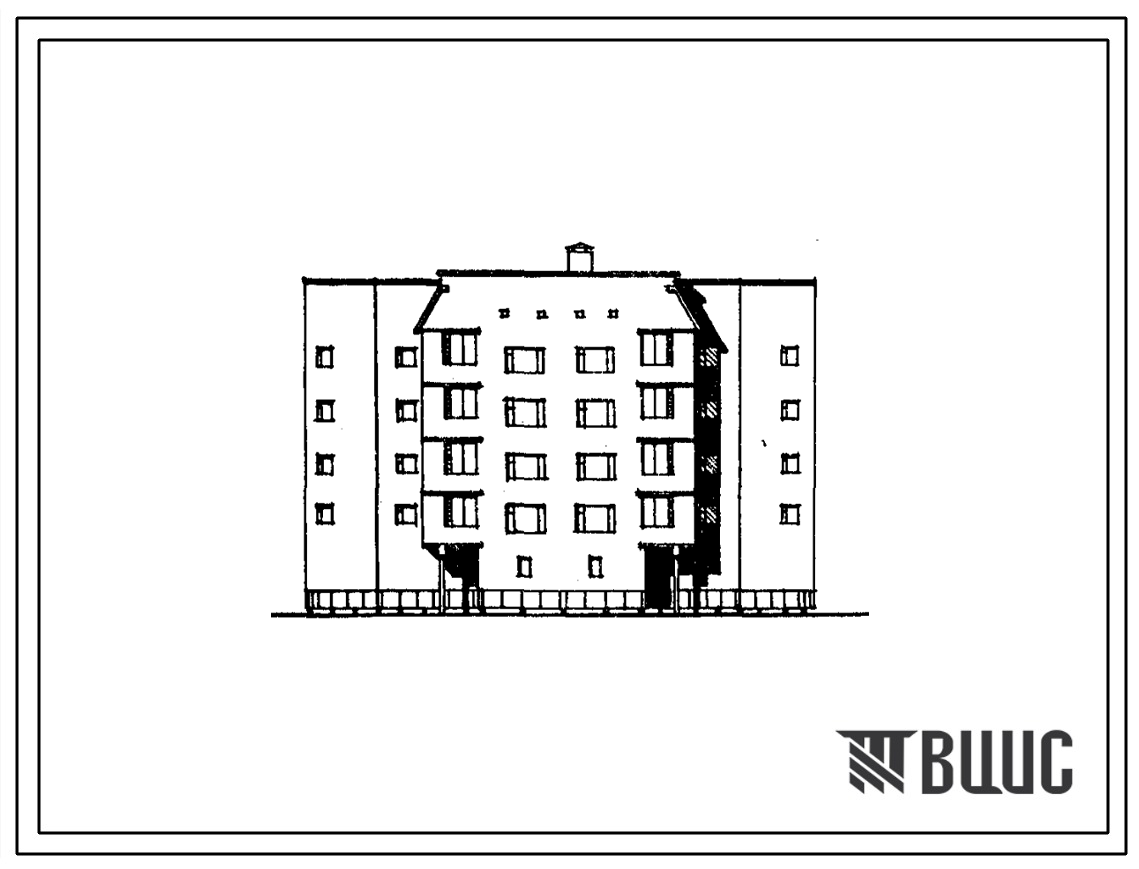 Типовой проект 68-022м.86 Пятиэтажная блок-секция поворотная с внутренним углом на 16 двухкомнатных квартир типа 2Б