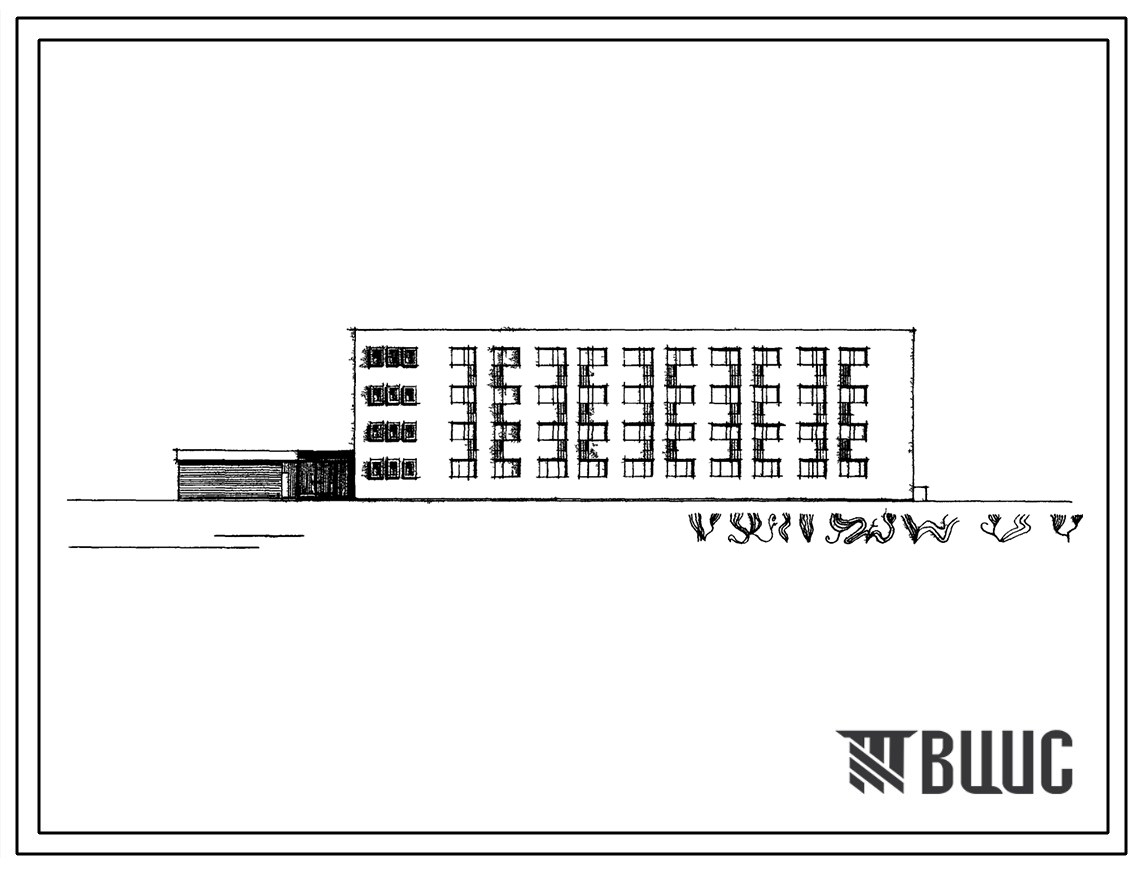 Типовой проект 164-80-41п 4-этажное общежитие на 200 мест для рабочих, служащих, студентов и учащихся профтехучилищ. Для строительства в несейсмических районах, на грунтах 2 типа просадочности.
