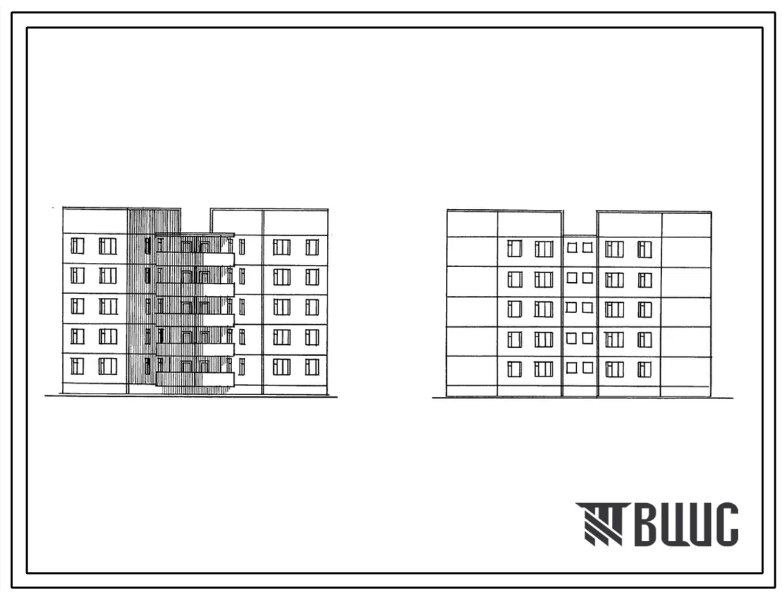 Типовой проект 125-011/1.2 5-ти этажная 15-ти квартирная торцовая (правая) блок-секция 1-Б 2-Б 4-Б