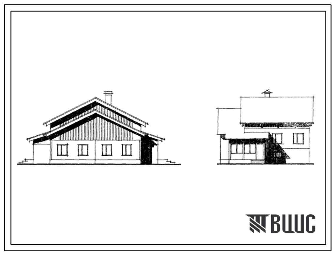 Типовой проект 111-84-42/1.2 Двуэтажный двухквартирный с трехкомнатными квартирами жилой дом для сельского строительств (с цокольным этажом).