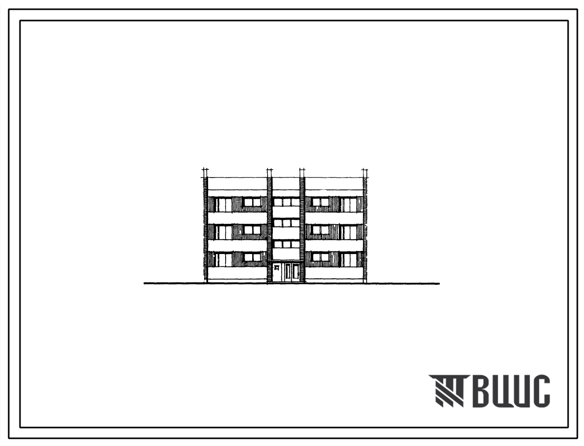 Типовой проект 103-016 3-этажная рядовая блок-секция на 6 квартир для строительства во 2 строительно-климатической зоне.