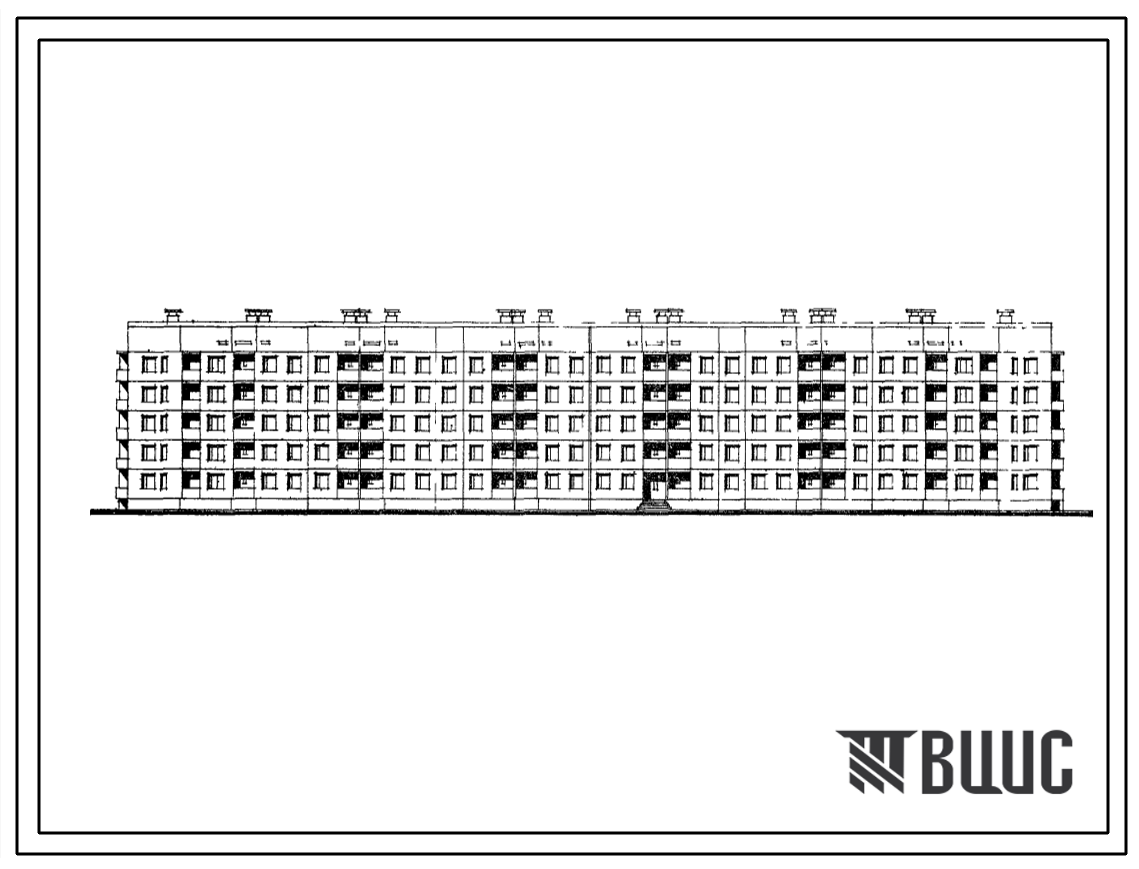 Типовой проект 111-135-23С Пятиэтажный шестисекционный жилой дом на 70 квартир (двухкомнатных 2Б-36, трехкомнатных 3А-19, трехкомнатных Б-5, четырехкомнатных 4Б-5, пятикомнатных 5А-5). Для строительства в 4 климатическом районе сейсмичностью 7 и 8 баллов.