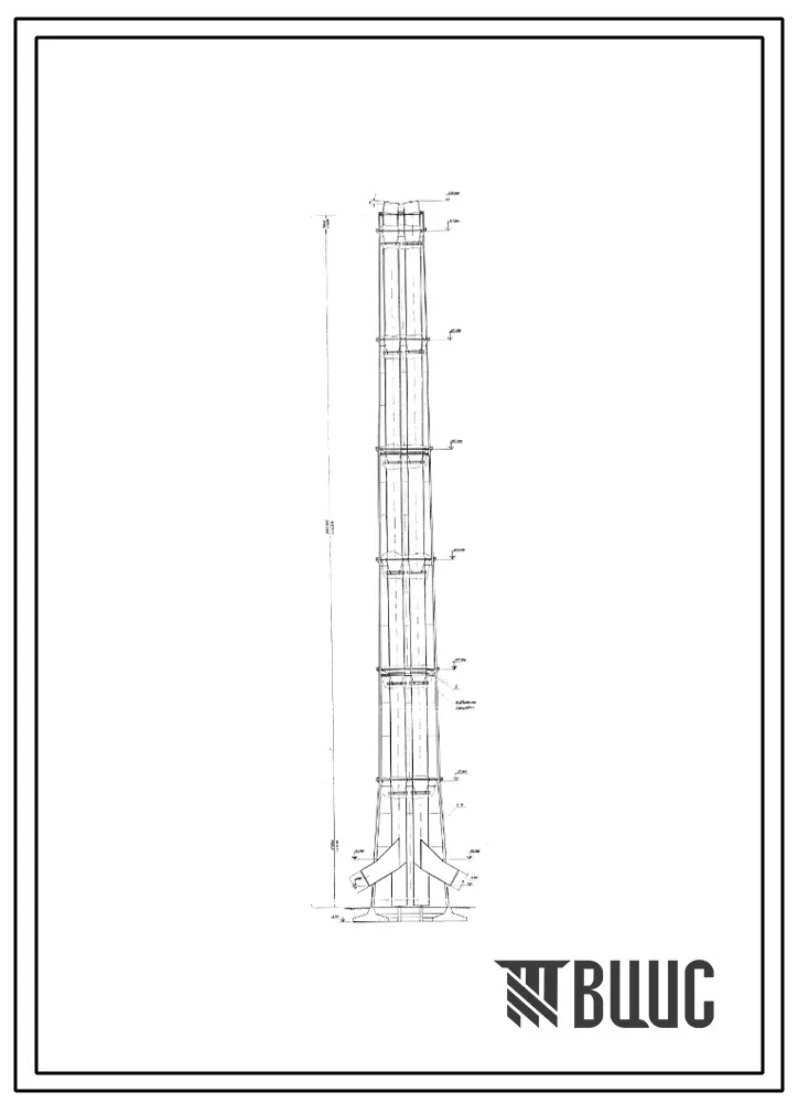 Проект 35900 Труба дымовая железобетонная Н=320 м с 3-мя внутренними металлическими стволами
