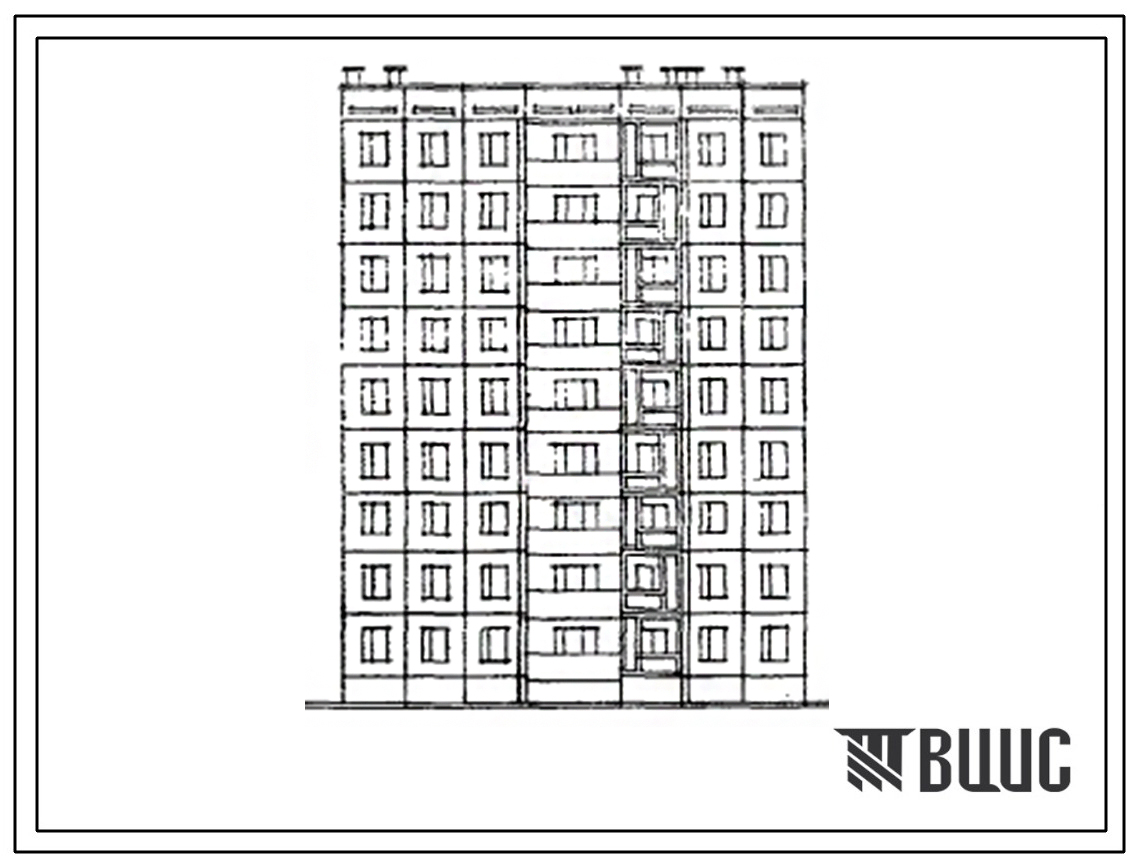 Типовой проект 97-0163.83 Блок-секция рядовая с торцовыми окончаниями девятиэтажная 27-квартирная 3Б.2Б.4Б. Для строительства в г. Кзыл-Орда.