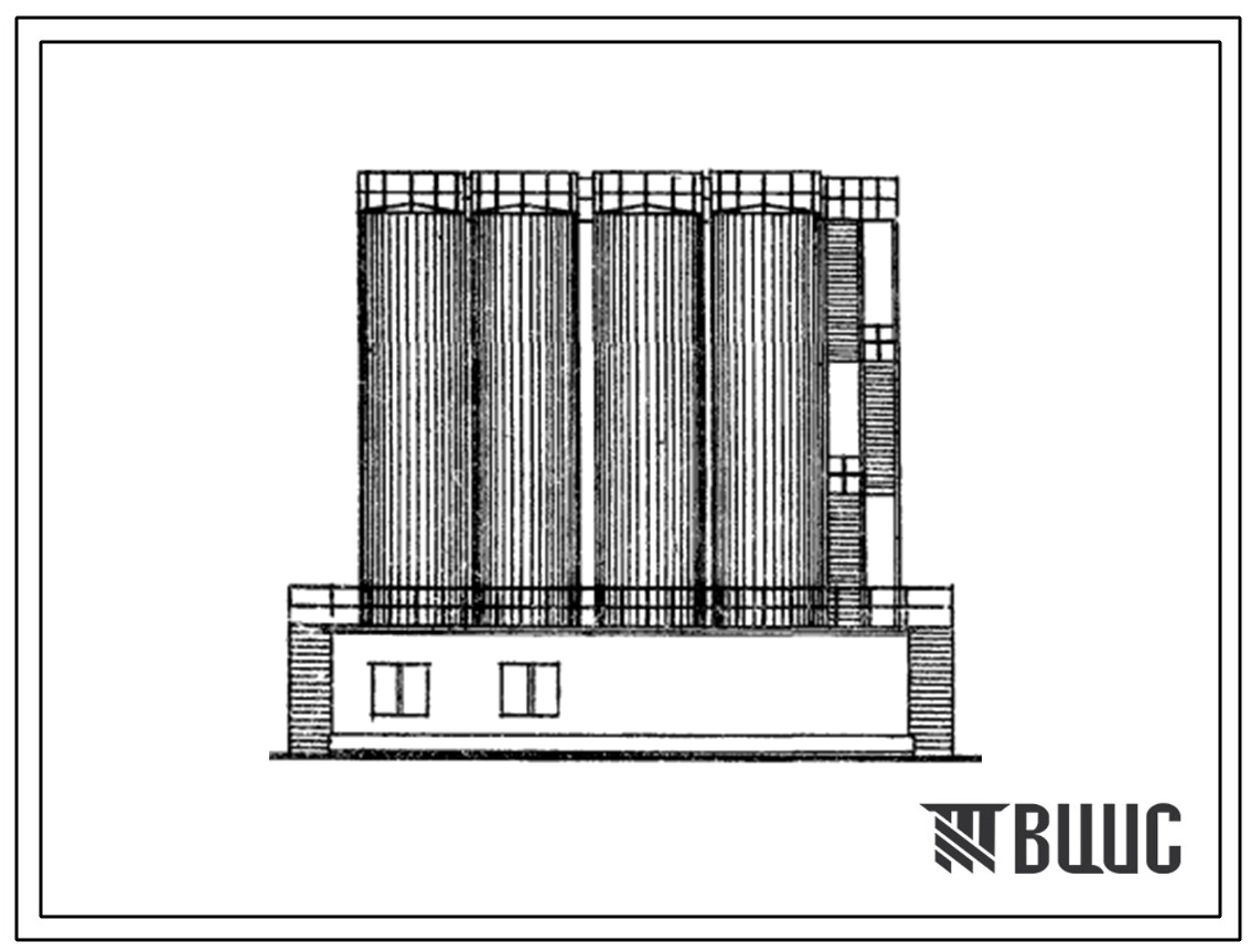 Фасады Типовой проект 414-1-22 Склад бестарного хранения муки с установкой бункеров ХЕ-160А емкостью 400 т.