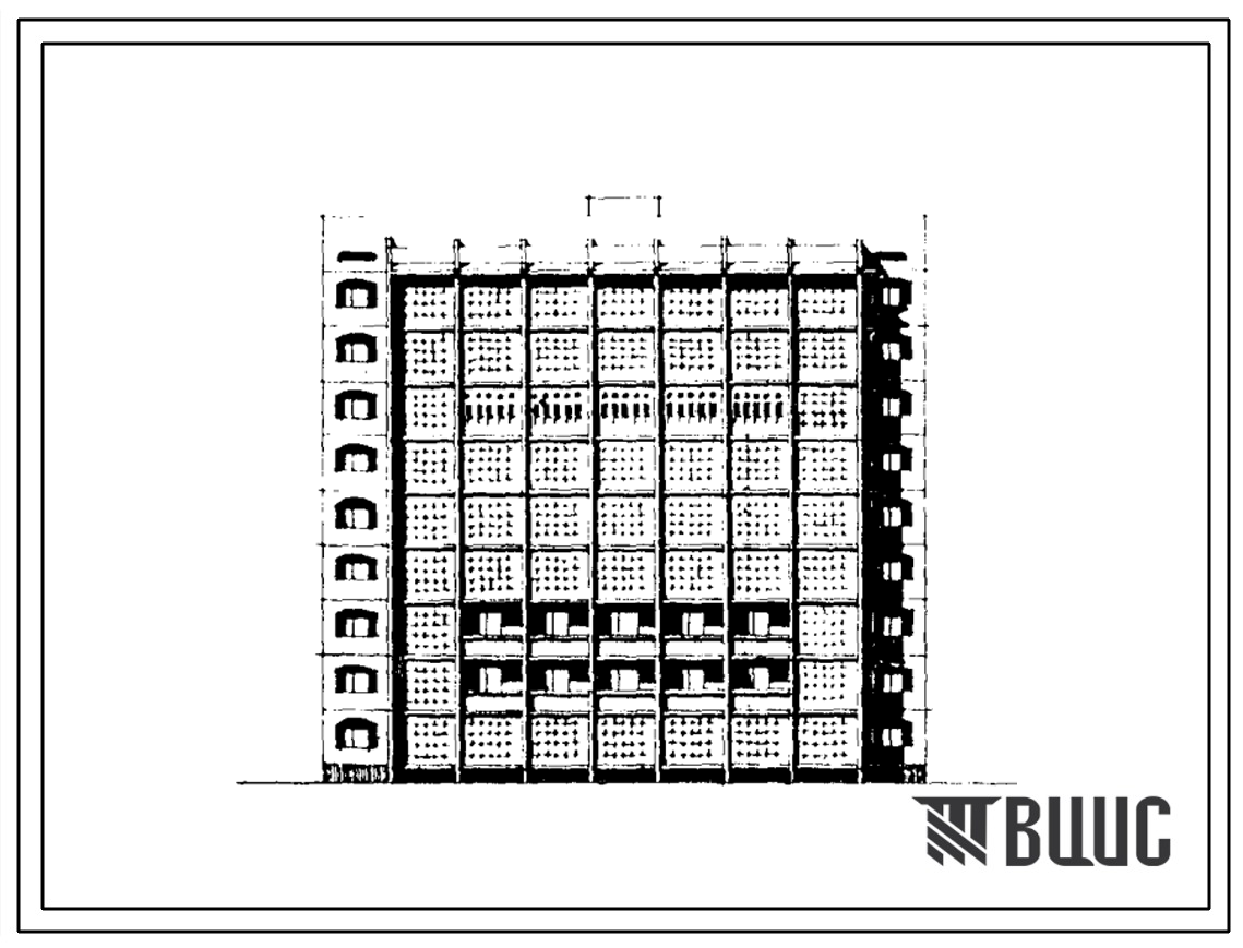 Типовой проект 76-097сп.85 Девятиэтажная блок-секция рядовая (галерейная) на 54 квартиры