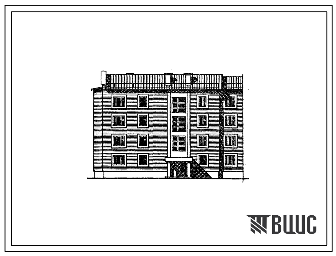 Типовой проект 24-0220.87 4-этажная 12-квартирная торцевая блок-секция Т 1-2-3 (левая)