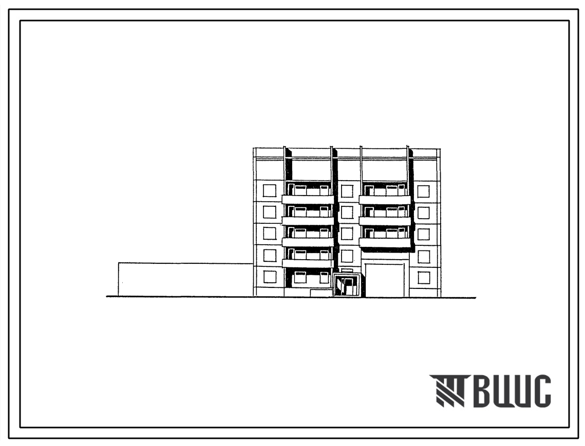 Типовой проект 135-0337с.23.87 5-этажная рядовая блок-секция с проездом (правая) на 14 квартир 1-2-3-3 со встроенными в 1 этаже помещениями обслуживания неселения для строительства в г. Иркутске
