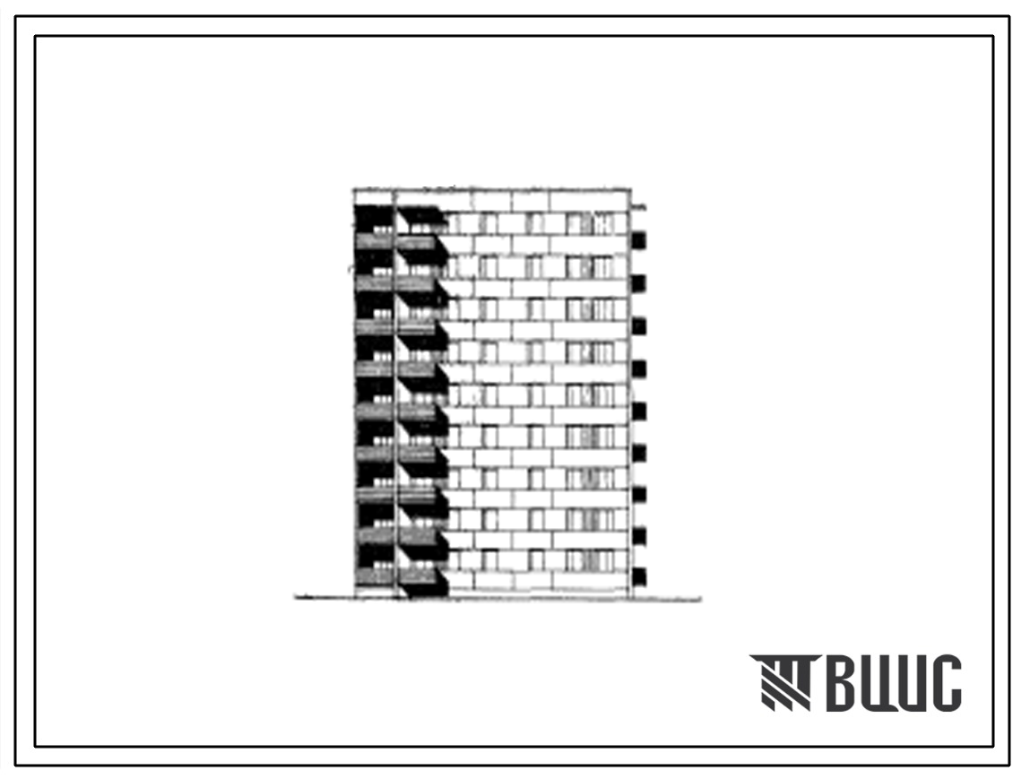 Типовой проект 125-05 Девятиэтажная блок-секция торцевая правая на 36 квартир (однокомнатных 1Б-9, двухкомнатных 2Б-18, трехкомнатных 3Б-9). Для строительства во 2 и 3 климатических районах.